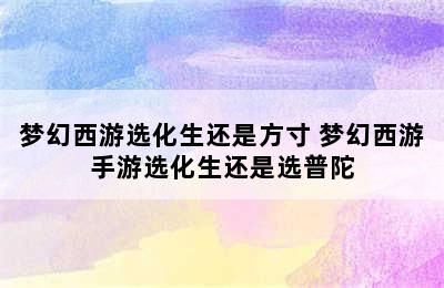 梦幻西游选化生还是方寸 梦幻西游手游选化生还是选普陀